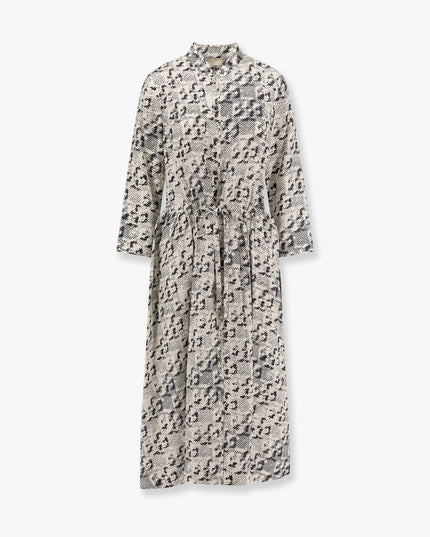 Silk dress with pixelated logo print