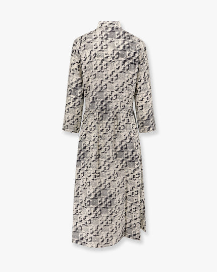 Silk dress with pixelated logo print