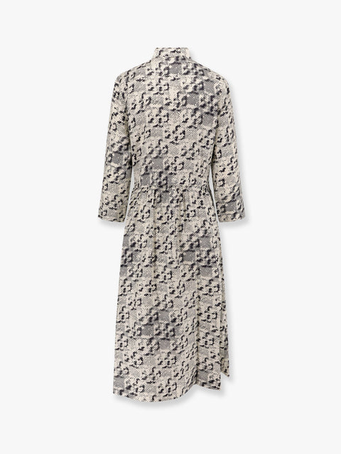 Silk dress with pixelated logo print