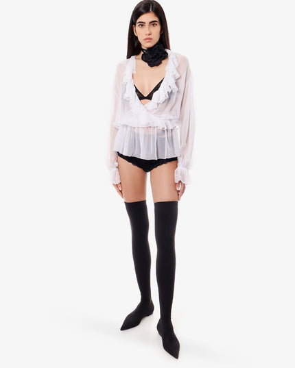 Silk shirt with rouches