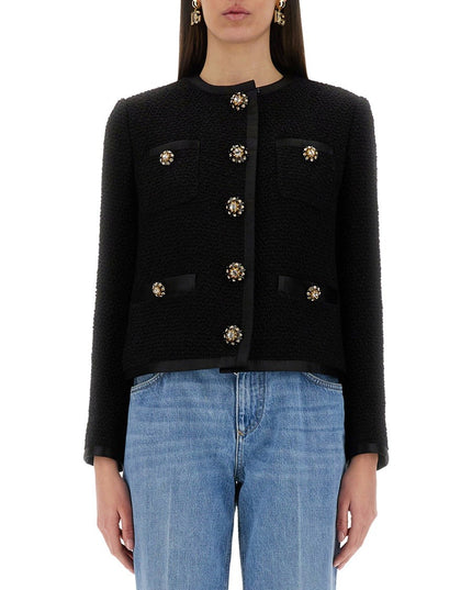 SINGLE-BREASTED TWEED BOUCLÉ SHORT JACKET