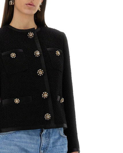 SINGLE-BREASTED TWEED BOUCLÉ SHORT JACKET