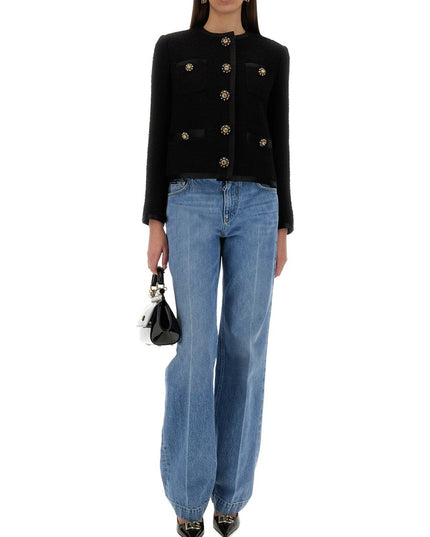 SINGLE-BREASTED TWEED BOUCLÉ SHORT JACKET