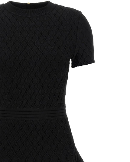 Balmain | Skater Strickkleid mit Rautenmuster | Schwarz | Damen