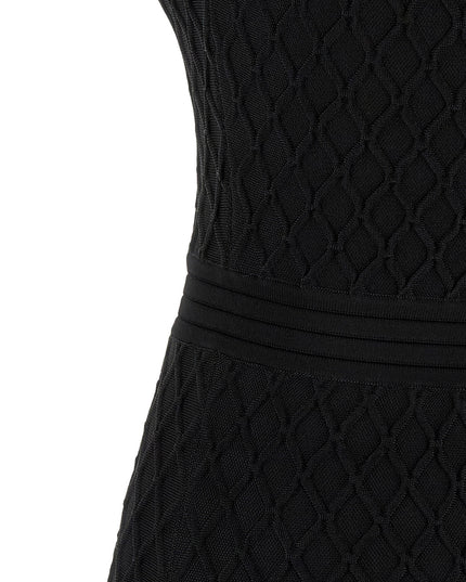 Balmain | Skater Strickkleid mit Rautenmuster | Schwarz | Damen