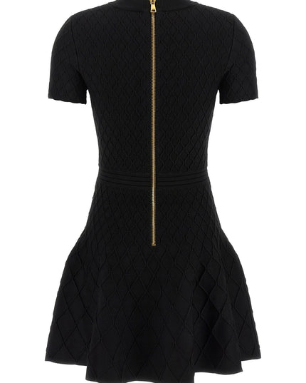 Balmain | Skater Strickkleid mit Rautenmuster | Schwarz | Damen