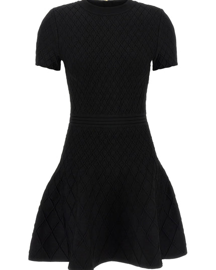Balmain | Skater Strickkleid mit Rautenmuster | Schwarz | Damen