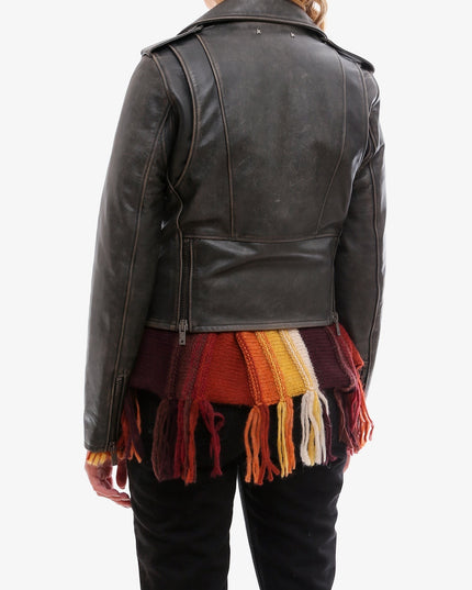 Slim fit Destiny lived-in effect leather biker