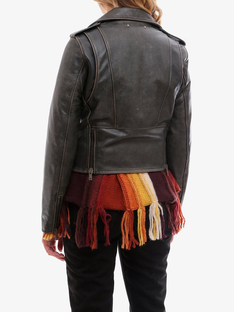 Slim fit Destiny lived-in effect leather biker