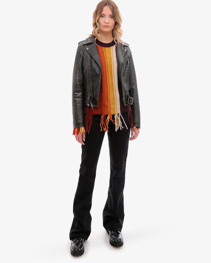 Slim fit Destiny lived-in effect leather biker