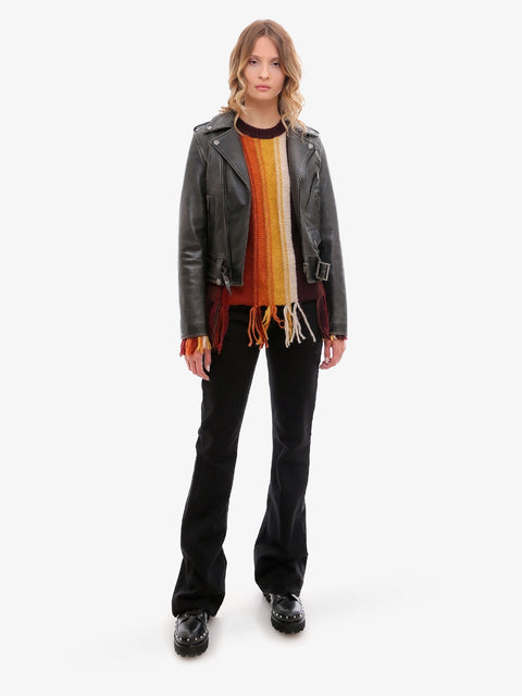 Slim fit Destiny lived-in effect leather biker