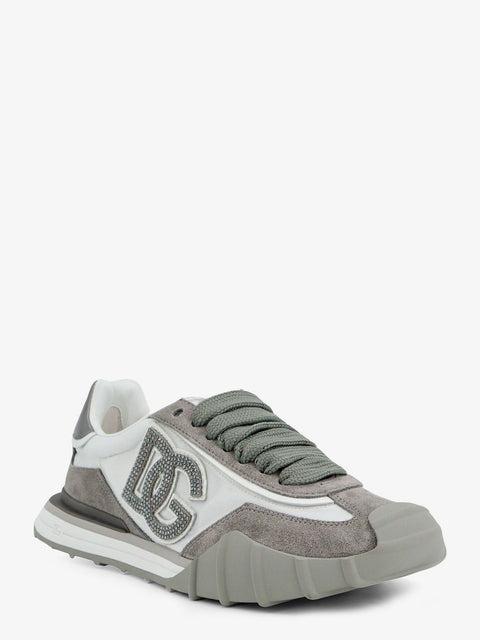 Nylon and suede sneakers with DG logo with rhinestones