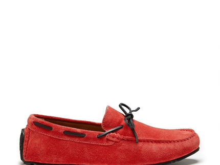 Tyre Sole Laced Driving Loafers, red suede