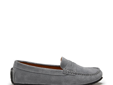 Women's Tyre Sole Penny Loafers, slate grey suede