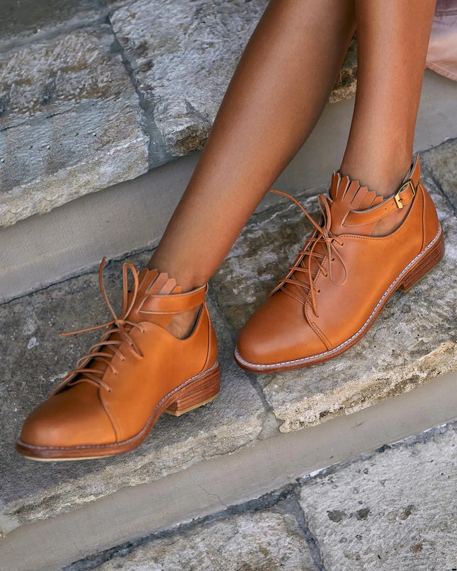 👟 BOSTON Damen Leder Oxfords | Fransen & Knöchelriemen | 4 Farben