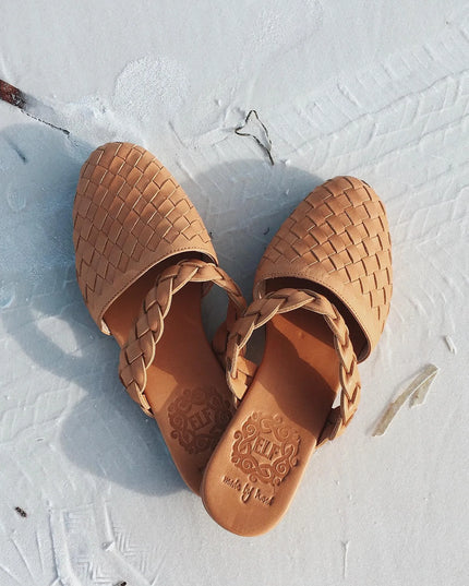 Sea Escape Woven Leather Slide Sandalen – ELF