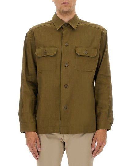 STRETCH LINEN AND VISCOSE SHIRT