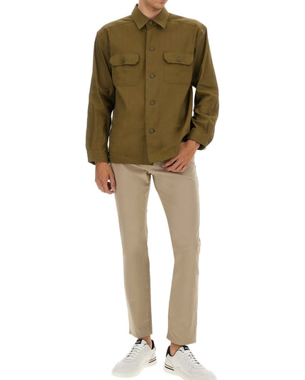 STRETCH LINEN AND VISCOSE SHIRT