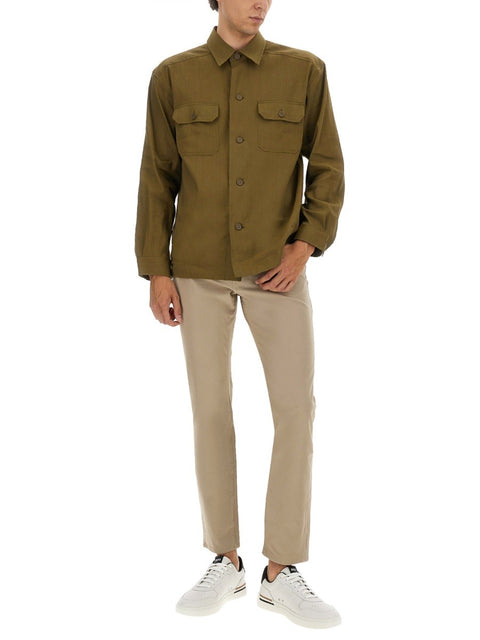 STRETCH LINEN AND VISCOSE SHIRT
