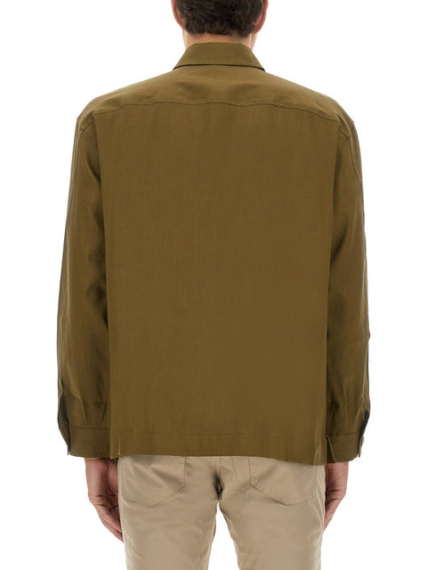 STRETCH LINEN AND VISCOSE SHIRT