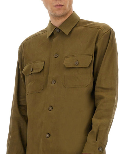 STRETCH LINEN AND VISCOSE SHIRT