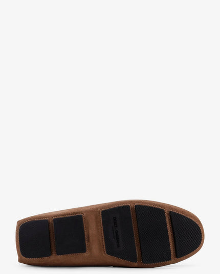 Suede loafer with leather inserts