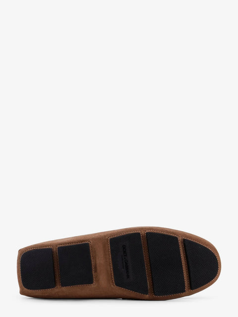 Suede loafer with leather inserts