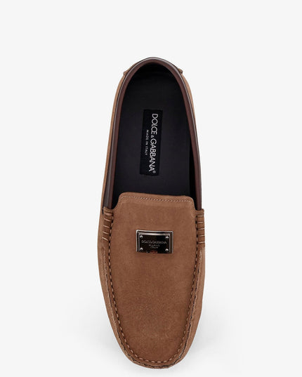 Suede loafer with leather inserts