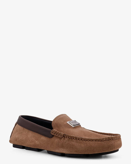 Suede loafer with leather inserts