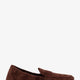 Suede loafer with metal logo detail