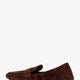Suede loafer with metal logo detail