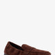Suede loafer with metal logo detail