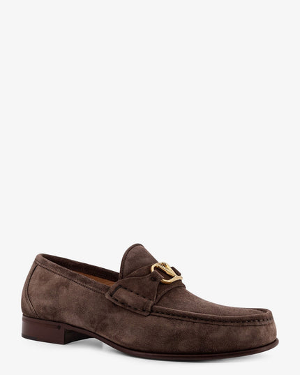 Suede loafers with metal VLogo Signature