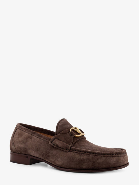 Suede loafers with metal VLogo Signature