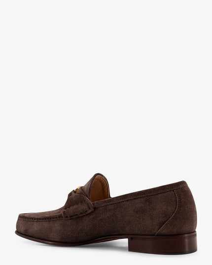 Suede loafers with metal VLogo Signature