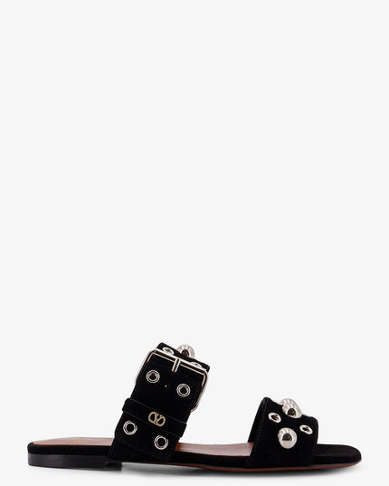 Suede sandals with side metal VLogo