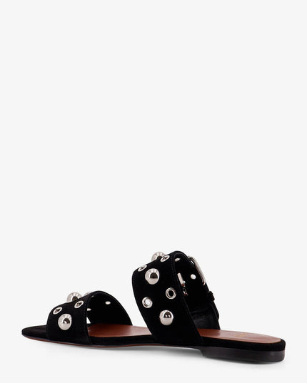 Suede sandals with side metal VLogo