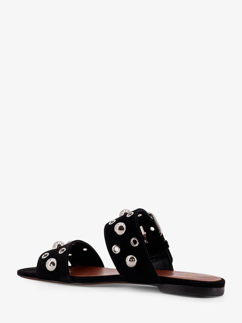Suede sandals with side metal VLogo