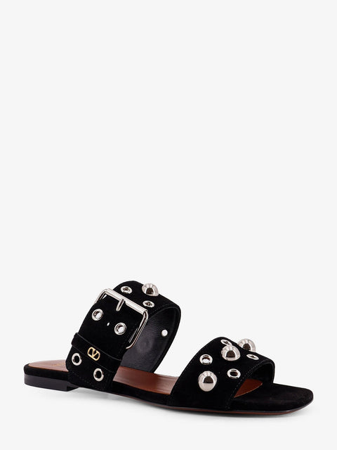 Suede sandals with side metal VLogo