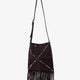 Suede shoulder bag with fringes and metal details