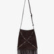 Suede shoulder bag with fringes and metal details