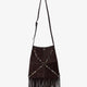 Suede shoulder bag with fringes and metal details