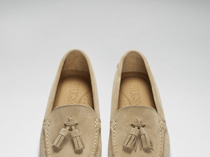 Women's Tasselled Driving Loafers, taupe suede