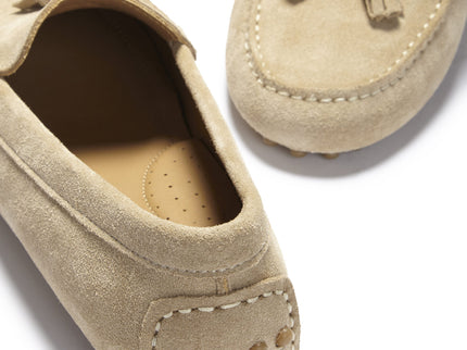 Women's Tasselled Driving Loafers, taupe suede