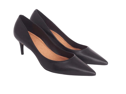 Tenate Black Leather Pumps – 6cm Medium Block Heel
