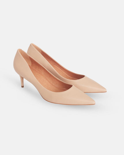 Tenate Beige Leather Pumps – 6cm Medium Block Heel