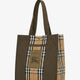 Tote Trench Check canvas shoulder bag with suede logo label on the front