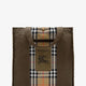 Tote Trench Check canvas shoulder bag with suede logo label on the front