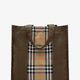 Tote Trench Check canvas shoulder bag with suede logo label on the front