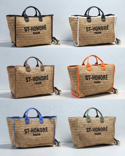 CROCHET ST - HONORÉ zweifarbige gewebte Tragetasche - ModeEcho